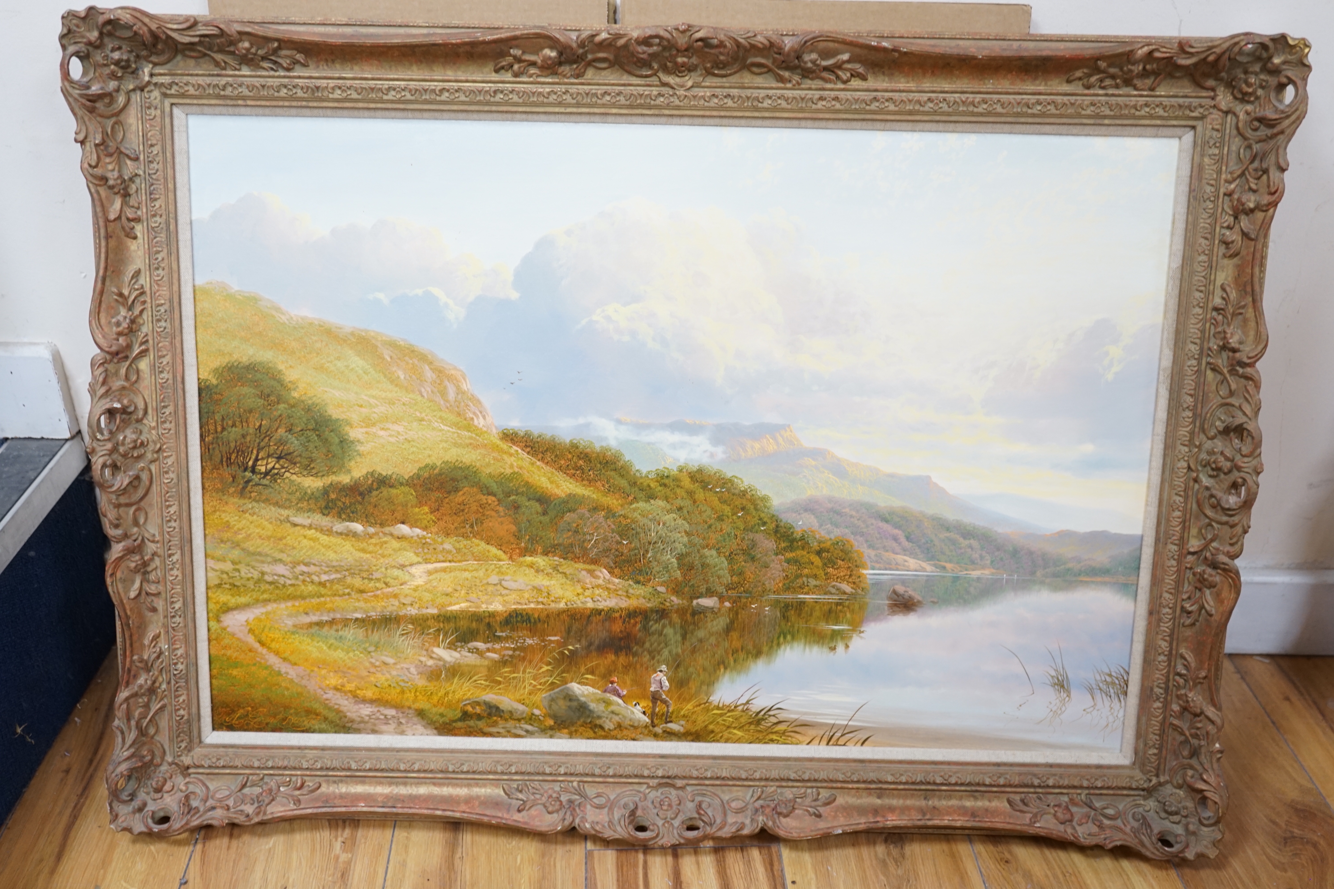 Andrew Grant Kurtis (20th century), oil on canvas, Scottish Highland scene, signed, 50 x 75cm